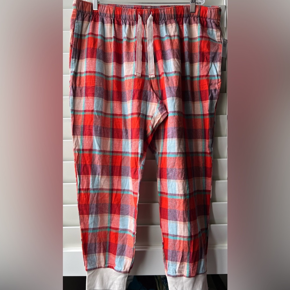 OLD NAVY - NWT Pajama Pants - XL - Orange/Red/Multi Plaid -Drawstring